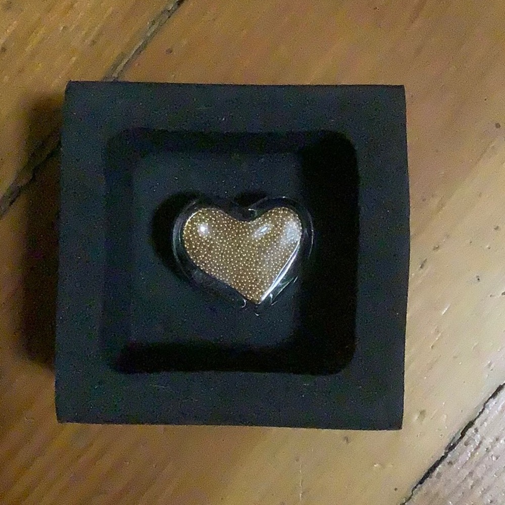 Pyrones Glass Ring, Handmade in France. Heart shaped. Adjustable.